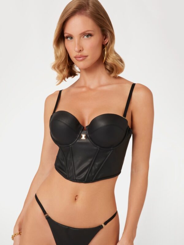 tania faux leather padded bustier