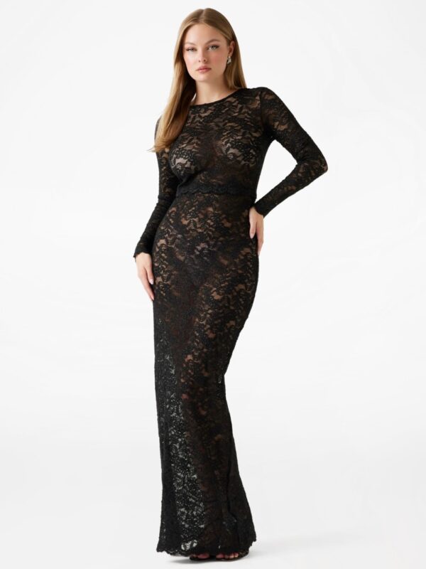 sienna shimmer lace maxi dress