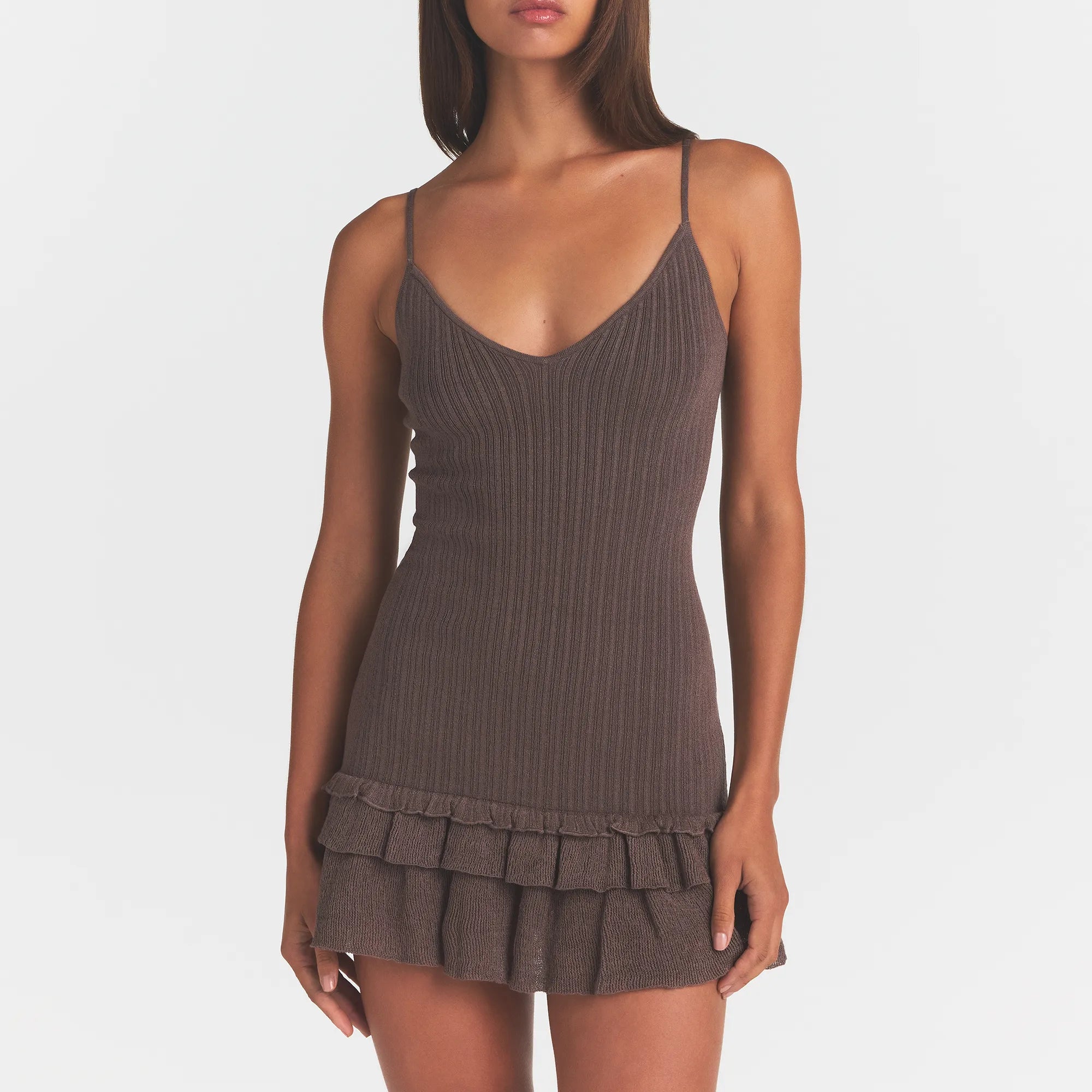 sheer knit ruffle dress sheer knit ruffle dress