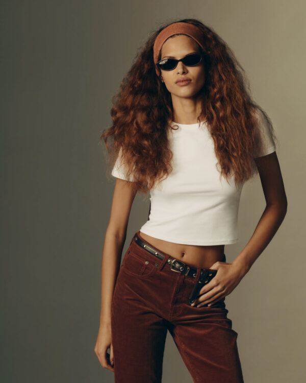 stretch cotton jersey cropped fitted t shirt