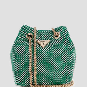 lua rhinestone mesh mini pouch bag