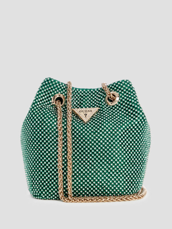 lua rhinestone mesh mini pouch bag