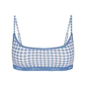 lightweight cotton logo picot scoop bralette
