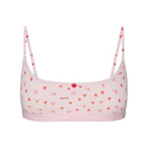 lightweight cotton logo picot scoop bralette