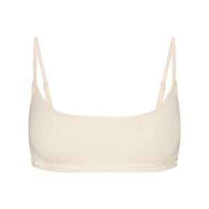 lightweight cotton logo picot scoop bralette
