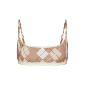 lightweight cotton logo picot scoop bralette