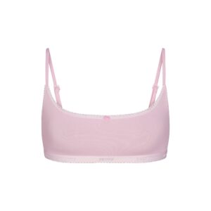 lightweight cotton logo picot scoop bralette