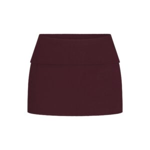 Home cotton rib foldover mini skirt