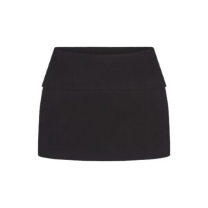 Home cotton rib foldover mini skirt