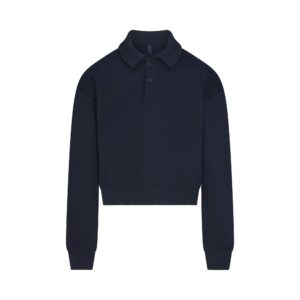 cotton fleece polo sweatshirt
