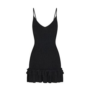 sheer knit ruffle dress