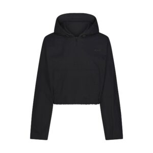 woven cotton half zip pullover