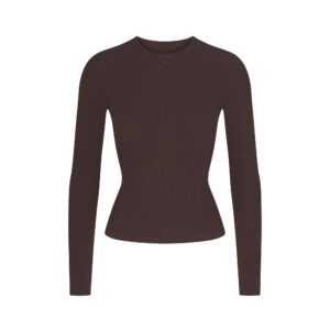 cotton rib zip up top