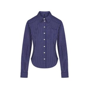 Home cotton poplin shrunken button up shirt