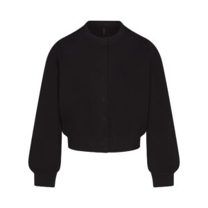 cotton fleece shrunken cardigan