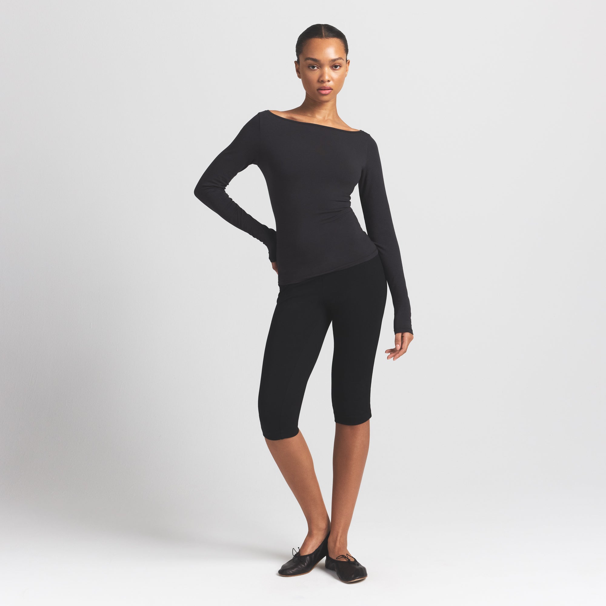 cotton jersey long sleeve boatneck top cotton jersey long sleeve boatneck top