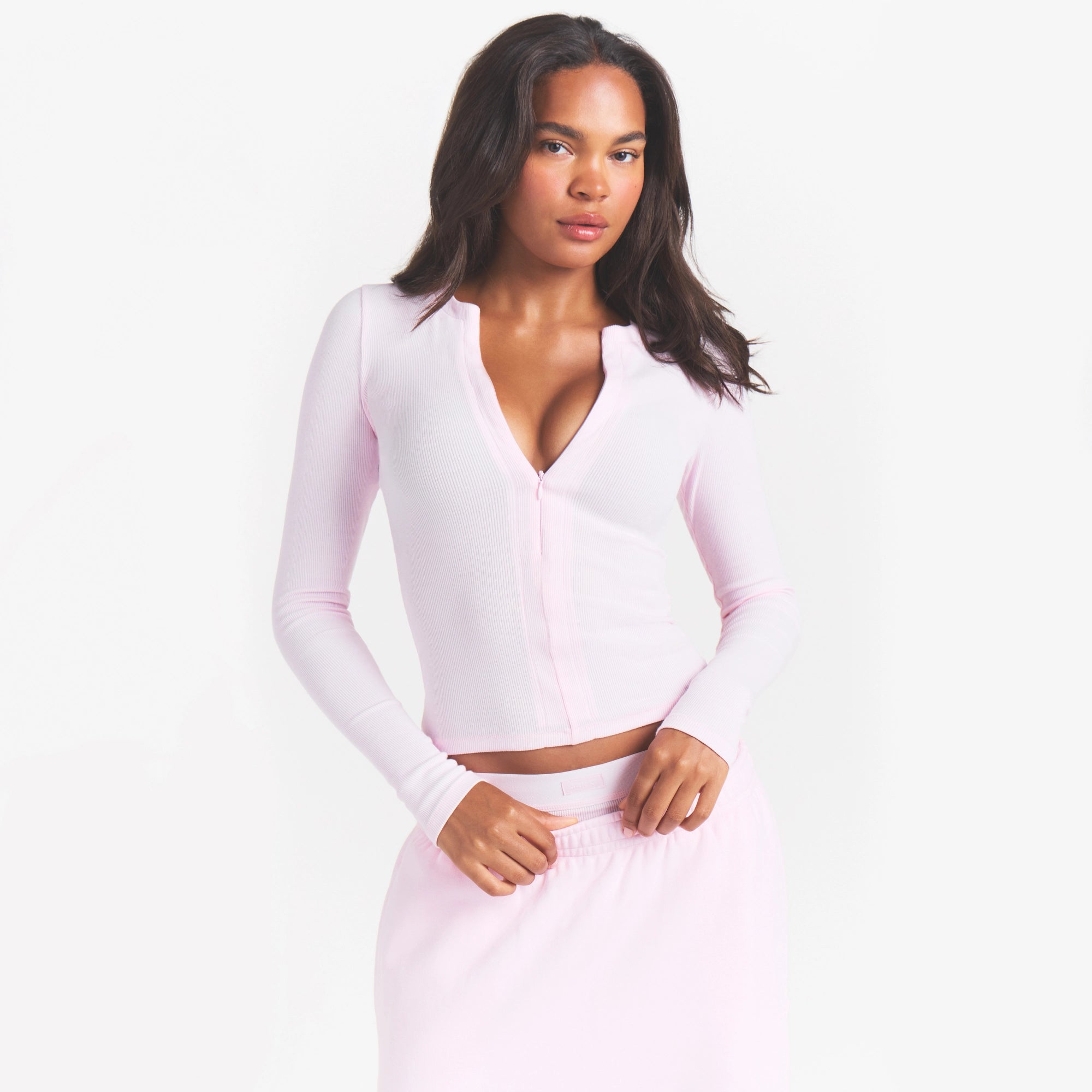 cotton rib zip up top cotton rib zip up top