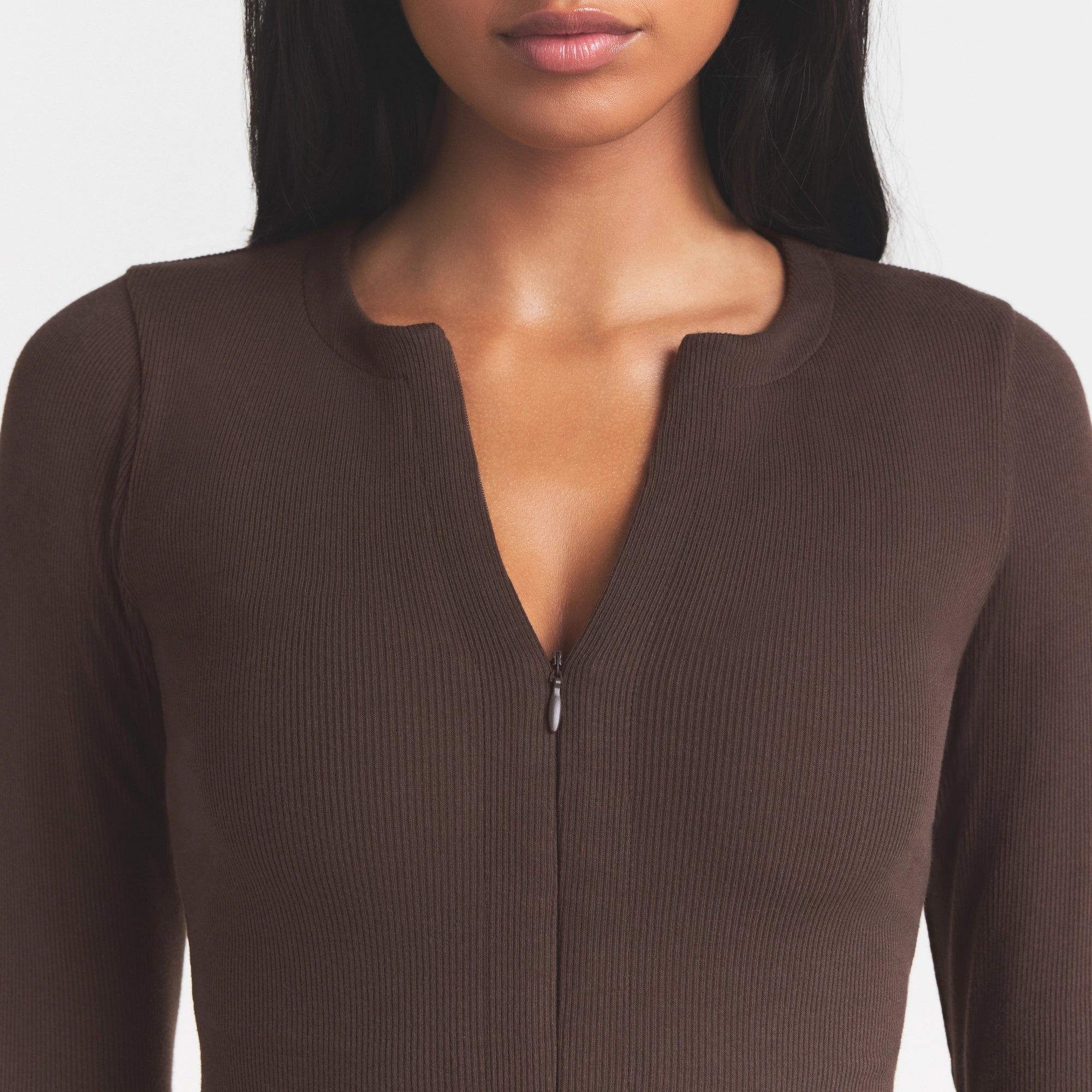 cotton rib zip up top cotton rib zip up top