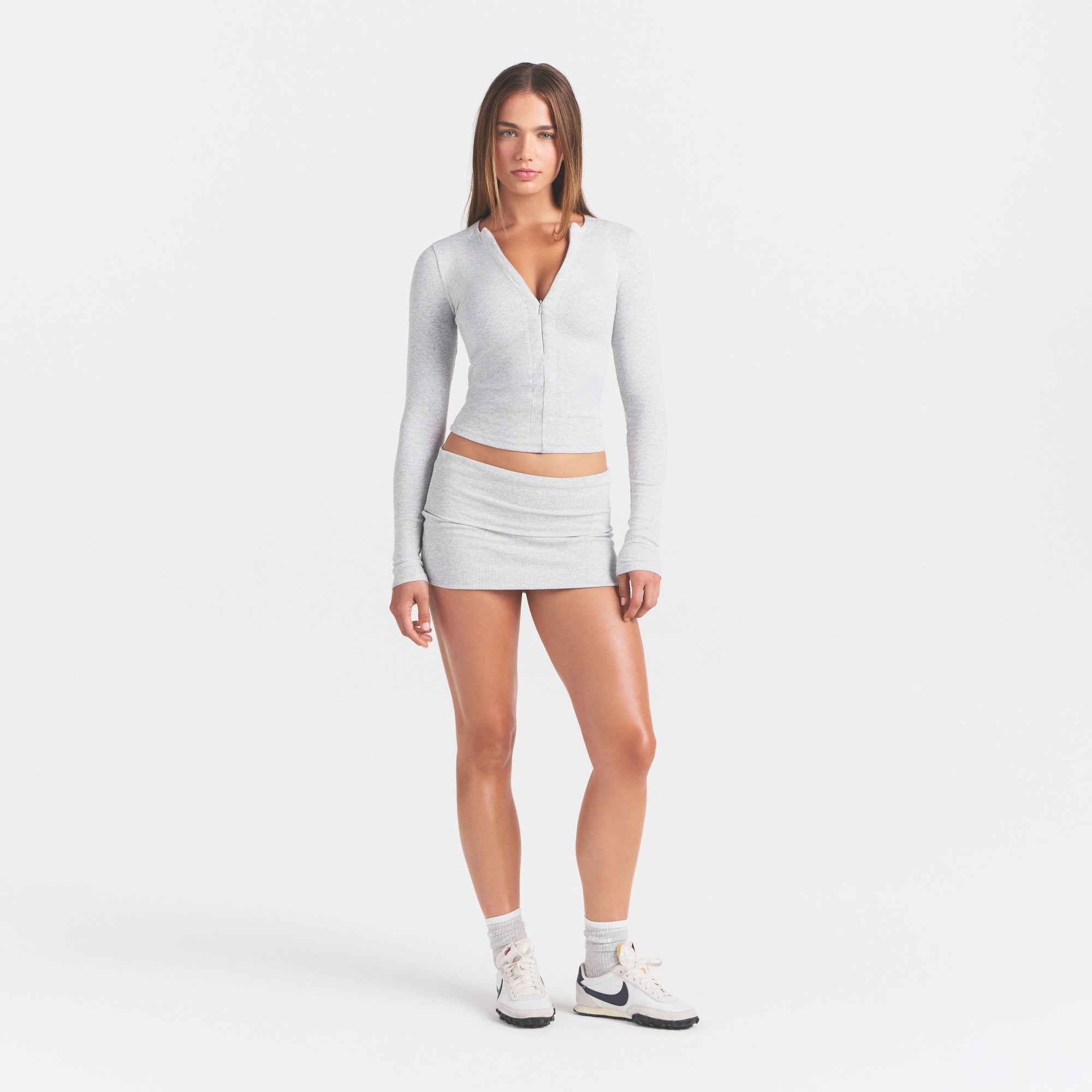 cotton rib zip up top cotton rib zip up top
