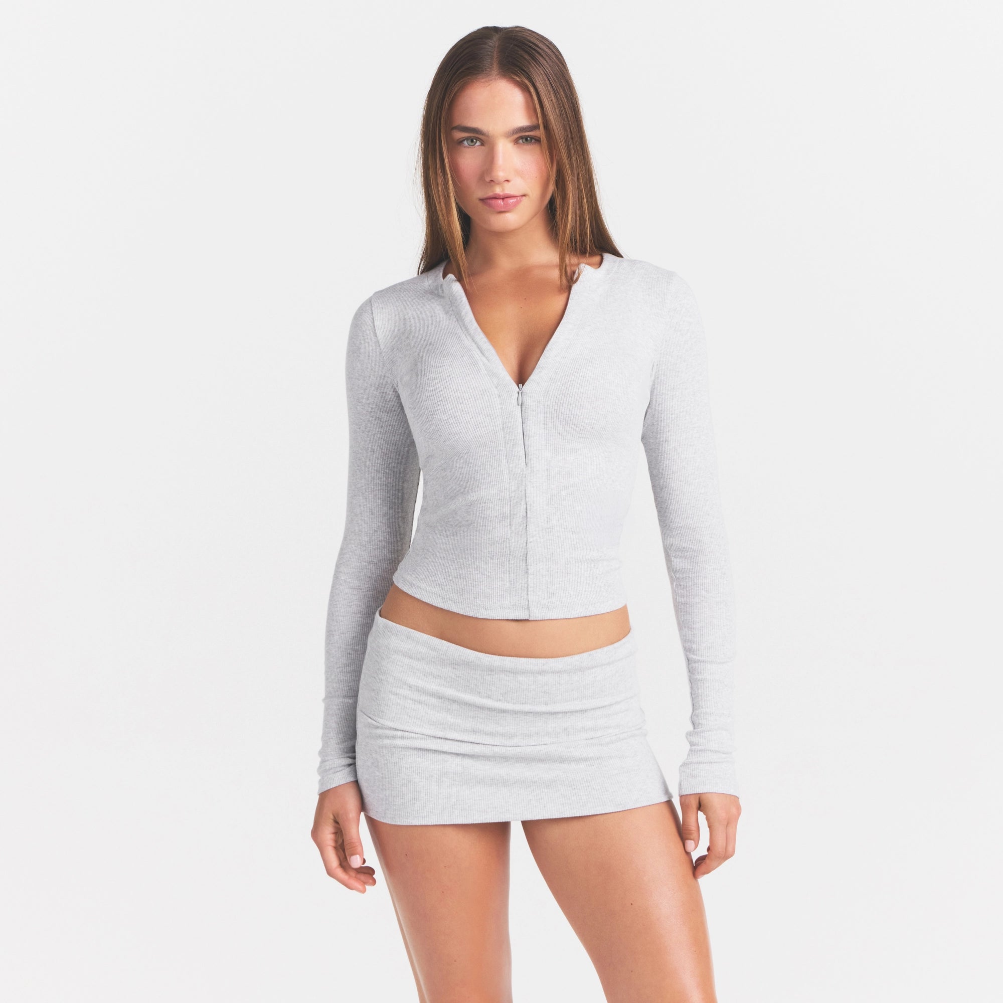 cotton rib zip up top cotton rib zip up top
