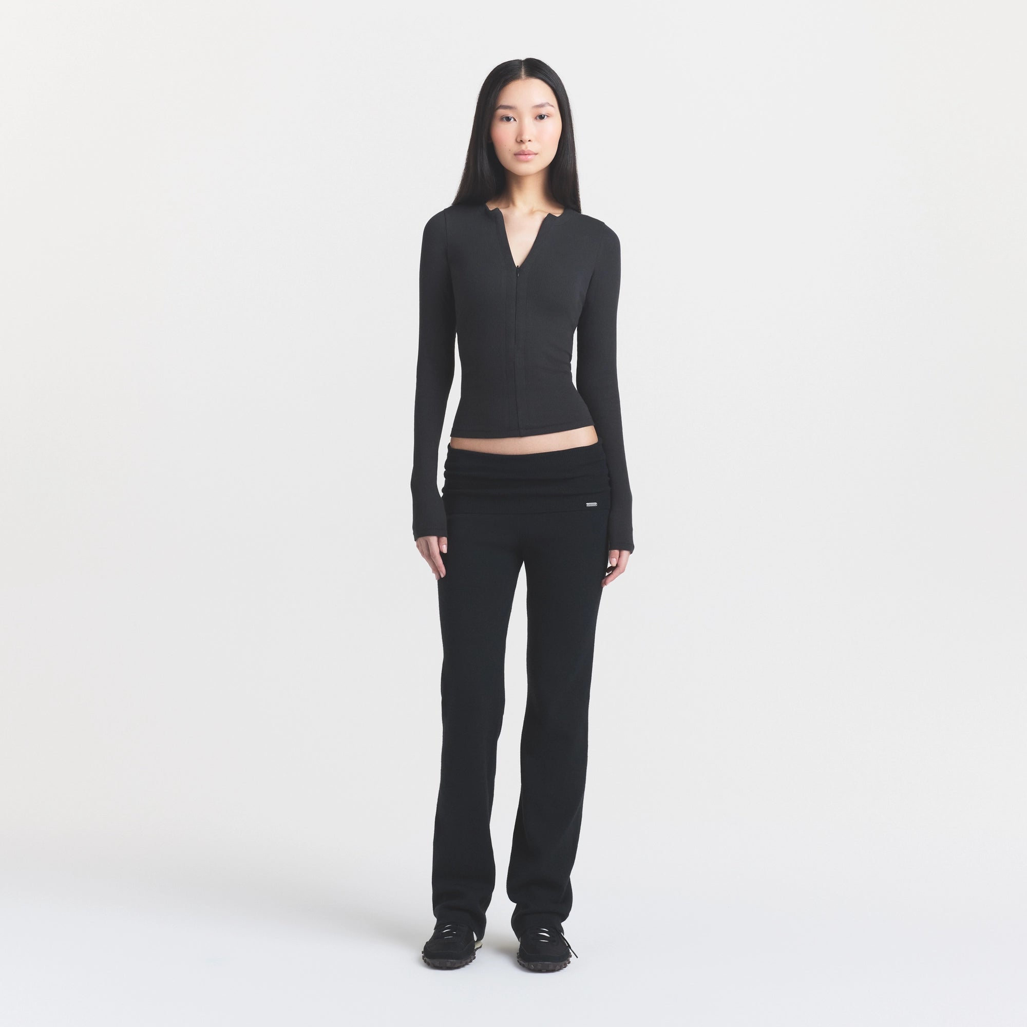 cotton rib zip up top cotton rib zip up top
