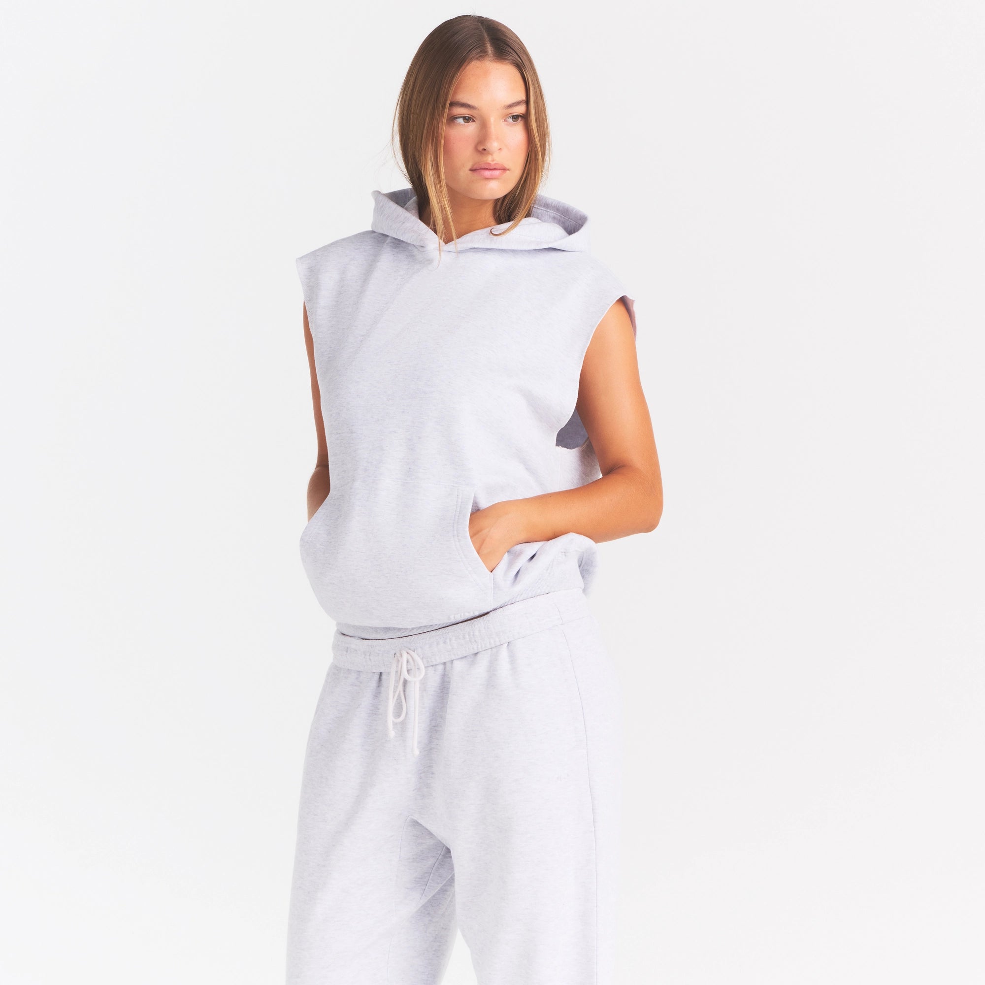 cotton fleece oversized sleeveless hoodie cotton fleece oversized sleeveless hoodie