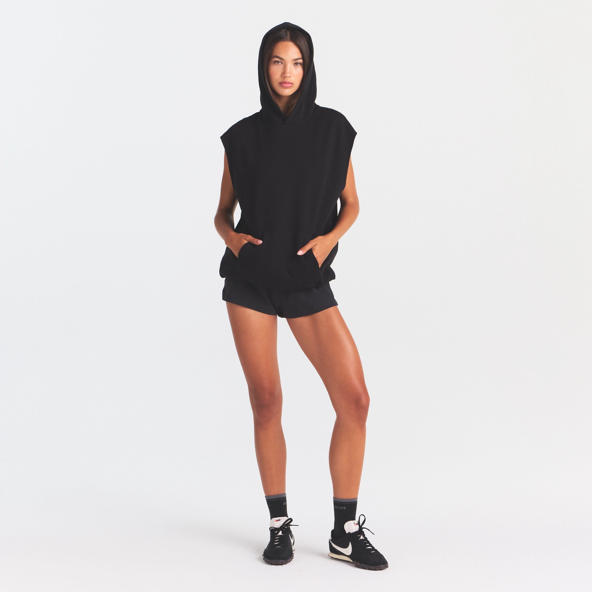 cotton fleece oversized sleeveless hoodie cotton fleece oversized sleeveless hoodie