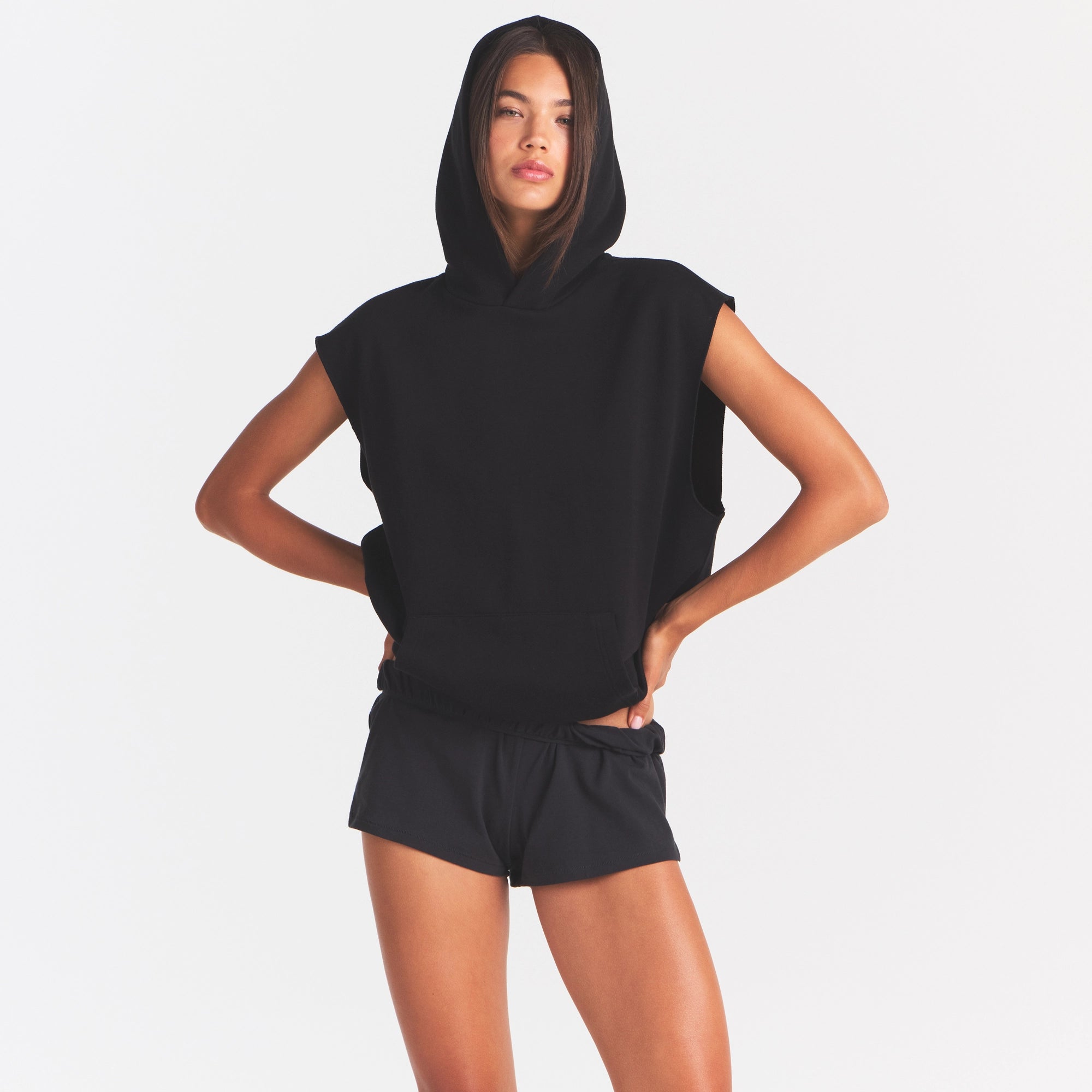 cotton fleece oversized sleeveless hoodie cotton fleece oversized sleeveless hoodie