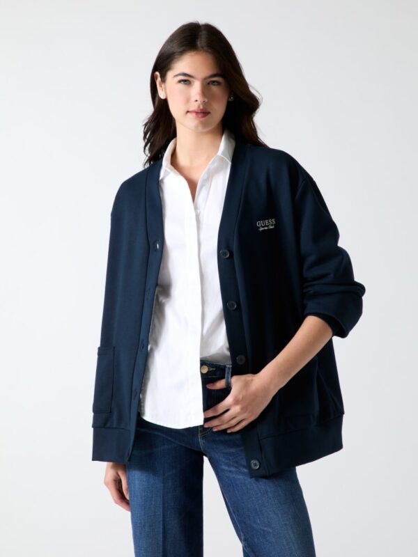 embroidered logo cardigan