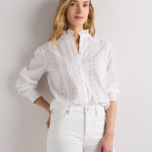 organic cotton voile lace detail blouse