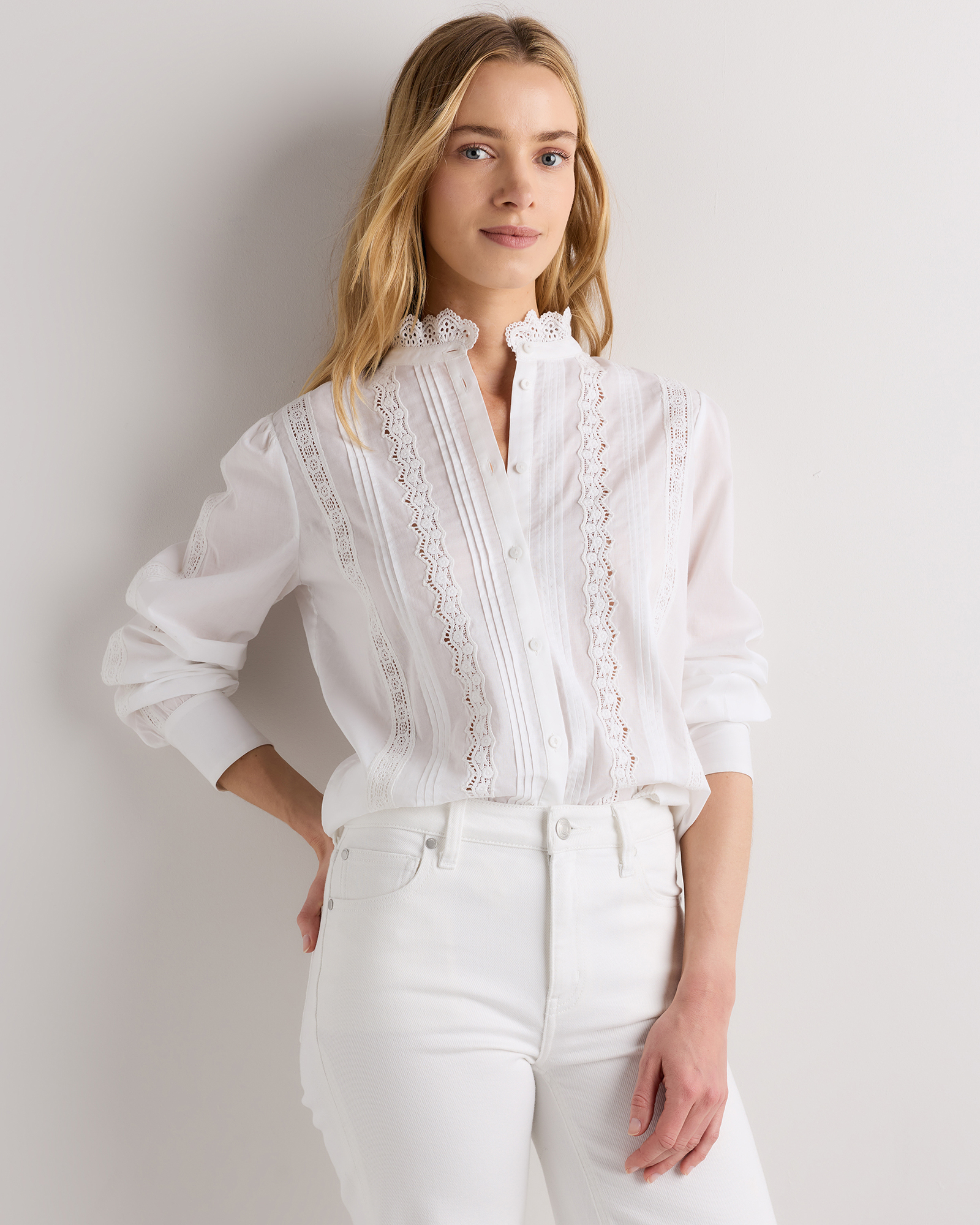 organic cotton voile lace detail blouse organic cotton voile lace detail blouse