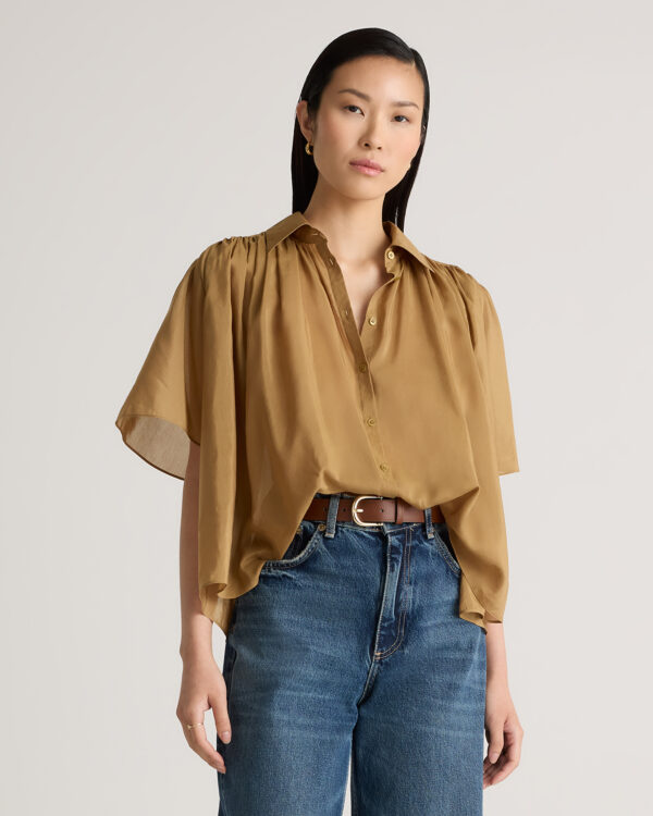 cotton silk voile short sleeve blouse