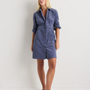 organic stretch corduroy mini shirt dress