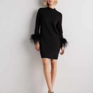 Витрина ultra stretch ponte feather trim mini dress