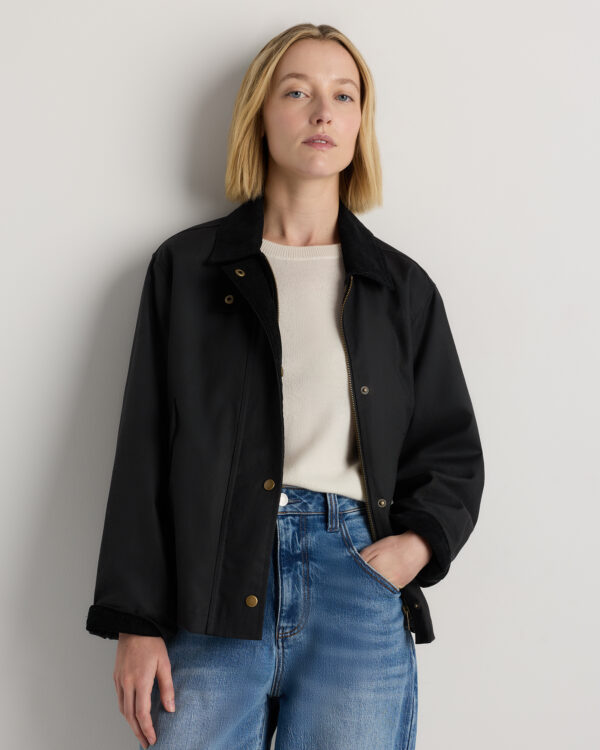 organic waxed cotton cropped barn jacket