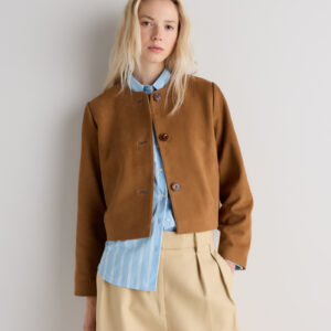 Витрина 100% suede collarless cropped jacket
