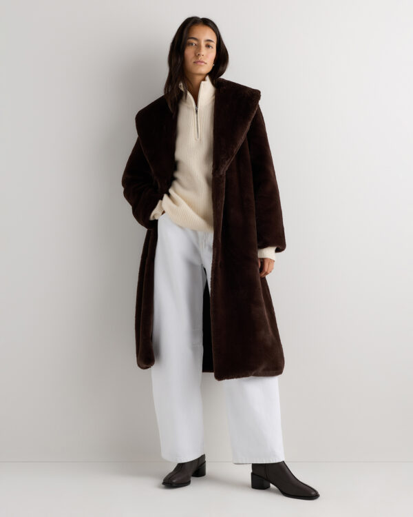 faux fur maxi wrap coat