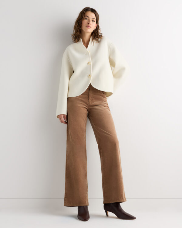 double faced merino wool collarless cropped jacket