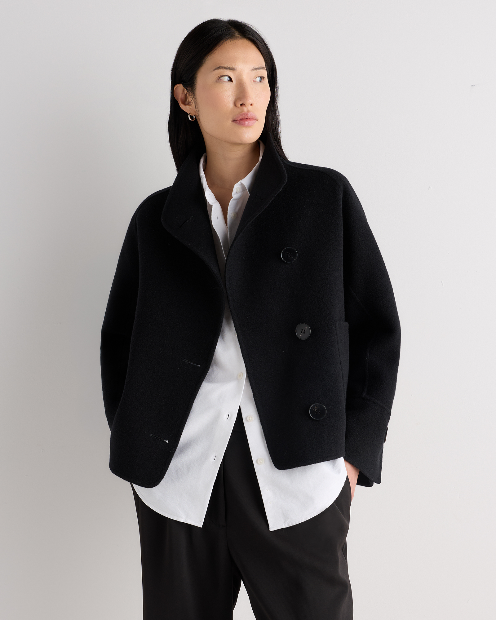 double faced merino wool funnel neck jacket double faced merino wool funnel neck jacket