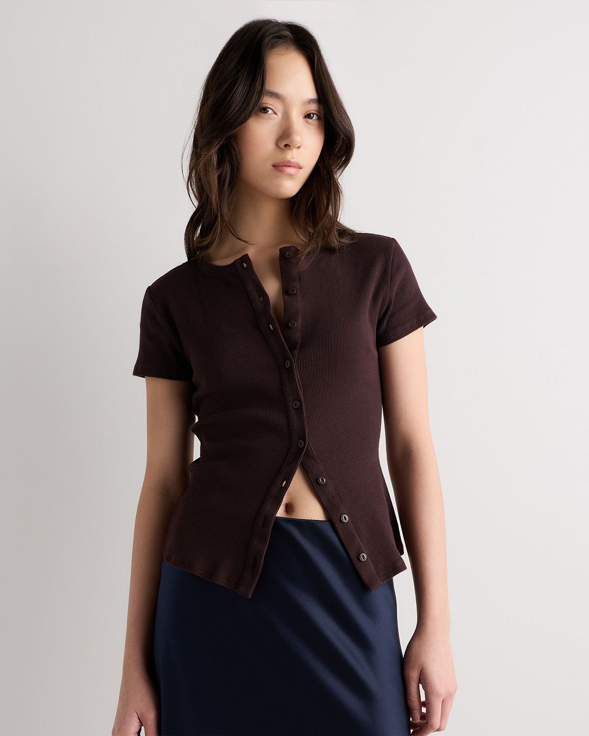 organic cotton fitted micro rib button tee organic cotton fitted micro rib button tee