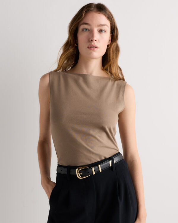 stretch cotton jersey boat neck tank