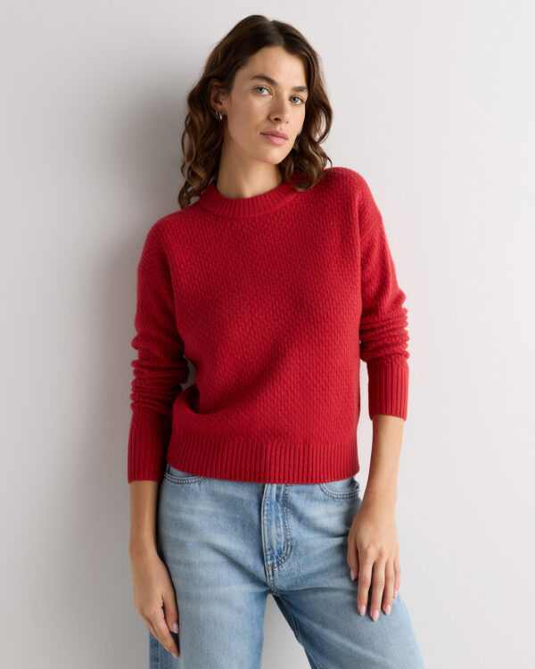 100% yak wool diamond stitch crew