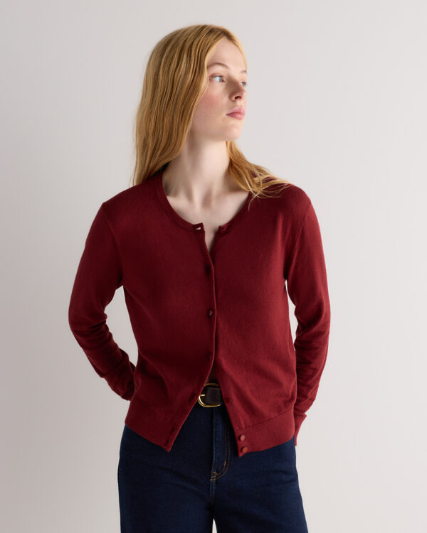 lightweight cotton cashmere crew cardigan
