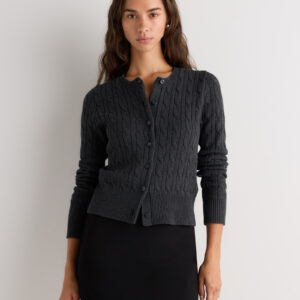 100% organic cotton cable crew cardigan