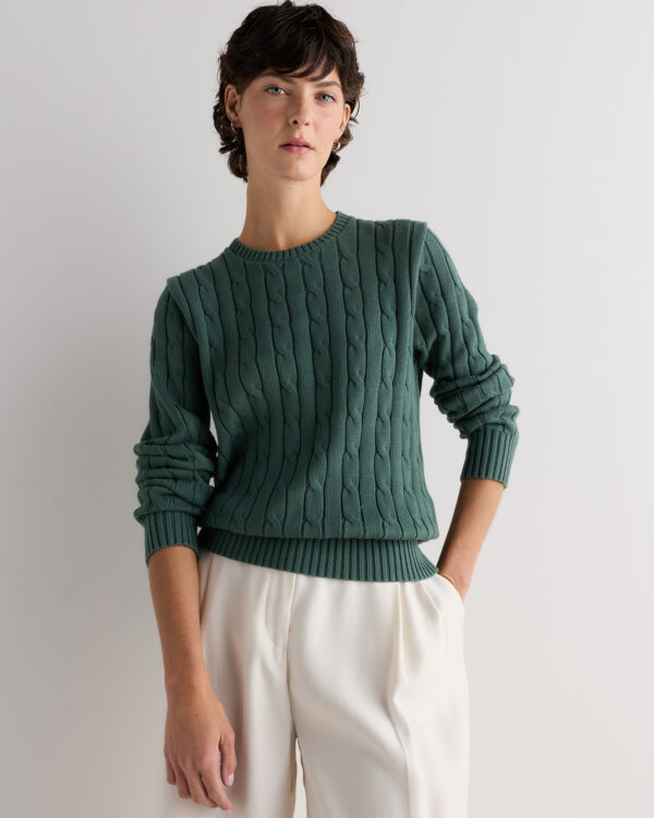 100% organic cotton cable crewneck sweater