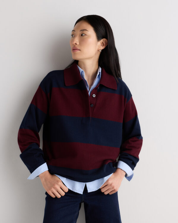 cotton cashmere rugby polo sweater