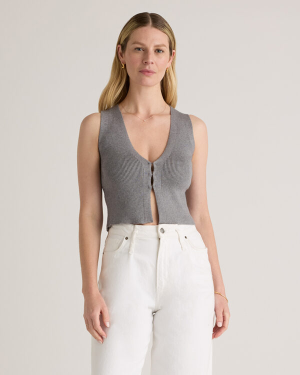 eco knit split front sweater vest