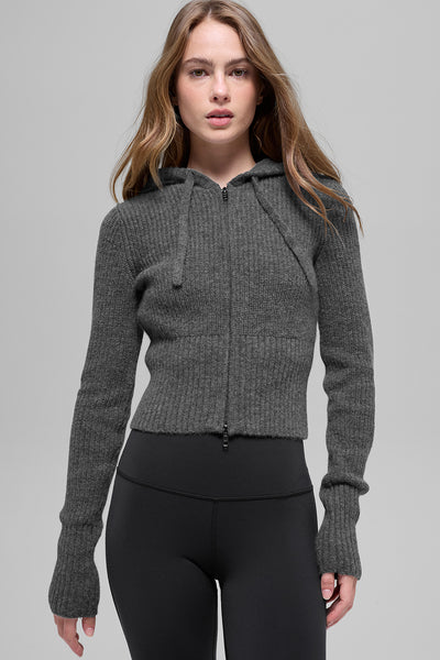 wool cashmere ribbed noble Полный Зип Худи wool cashmere ribbed noble Полный Зип Худи