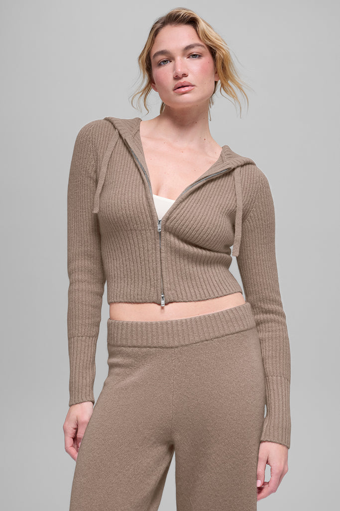 wool cashmere ribbed noble Полный Зип Худи wool cashmere ribbed noble Полный Зип Худи