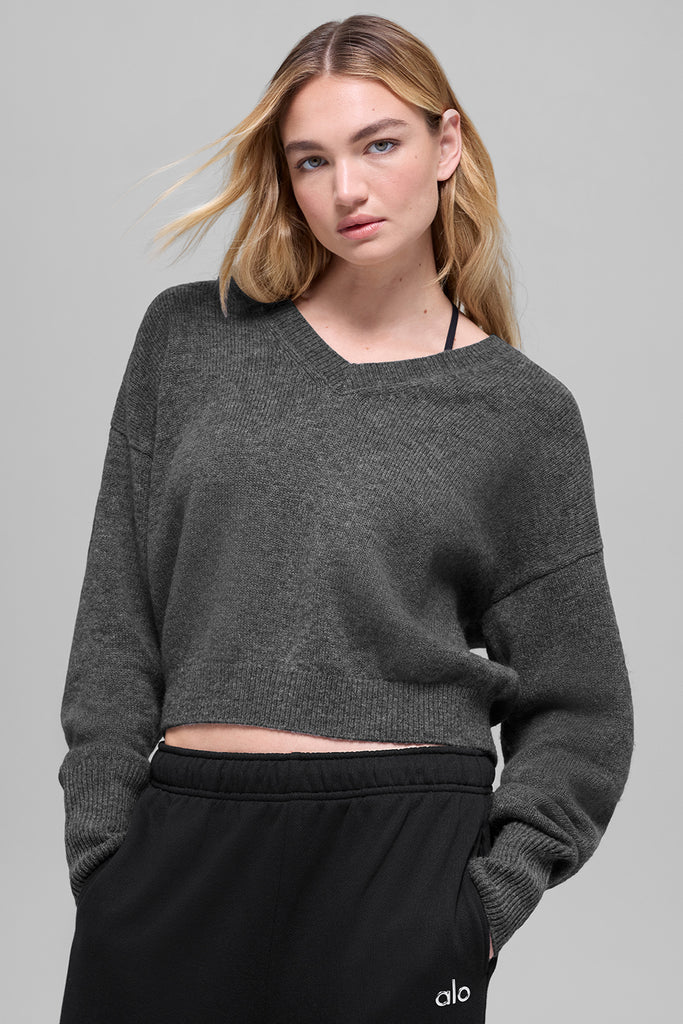 Шерстяной кашемир обрезал новый свитер класса v neck Шерстяной кашемир обрезал новый свитер класса v neck